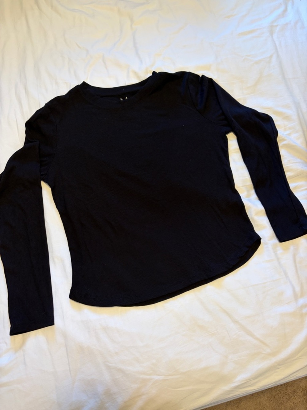 Magaschoni Black Ribbed Crewneck Long Sleeve